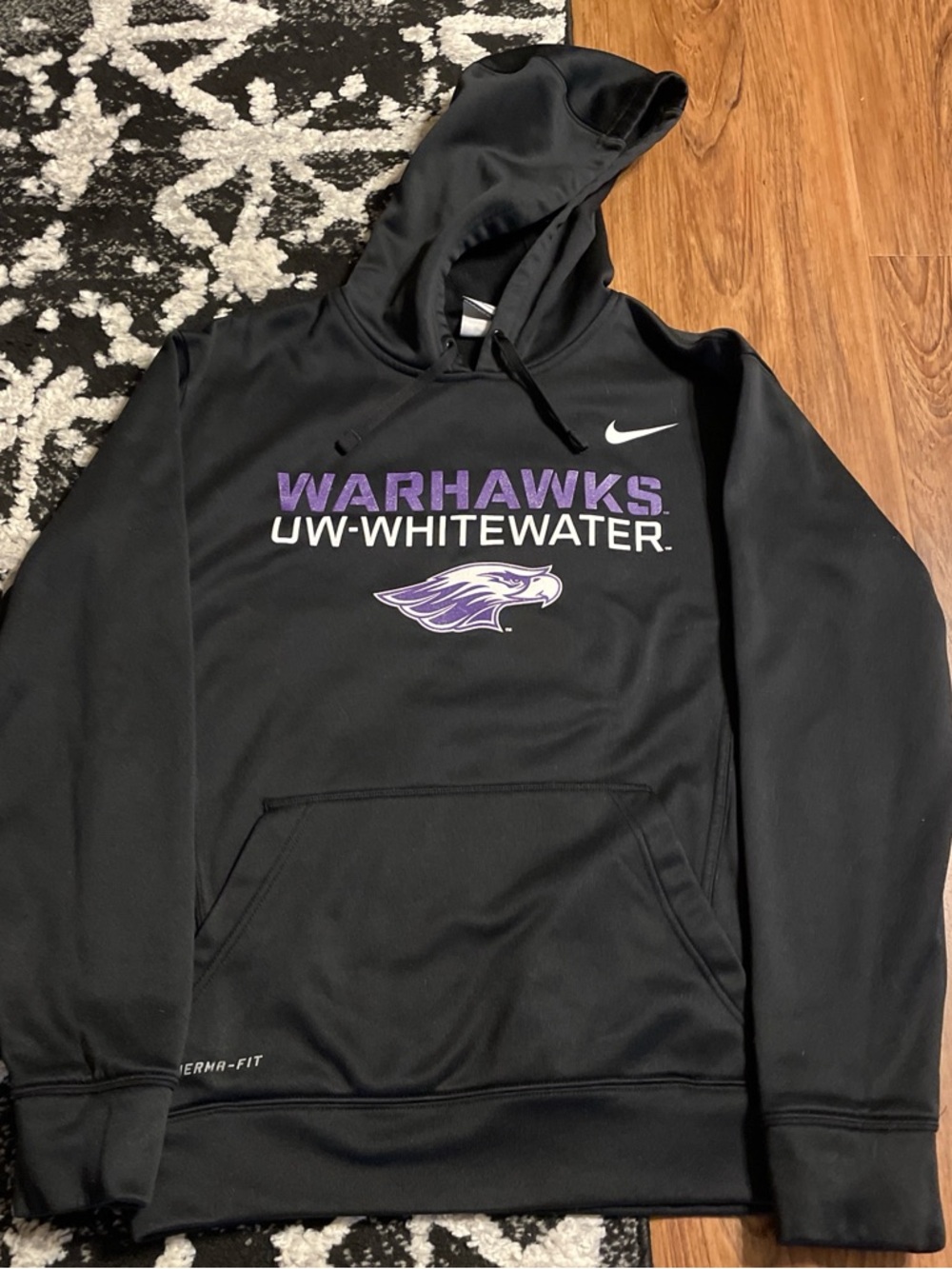 Nike Black UW-Whitewater Warhawks Hoodie with Purple Logo